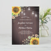 ひまわり素朴の木の瓶のラ結婚イト 招待状 (スタンド正面)