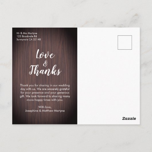 ひまわり素朴の木の瓶ライト結婚の感謝 ポストカード (裏面)