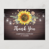 ひまわり素朴の木の瓶ライト結婚の感謝 ポストカード (正面)