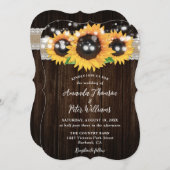 ひまわり素朴の木の糸のラ結婚イト 招待状 (正面/裏面)
