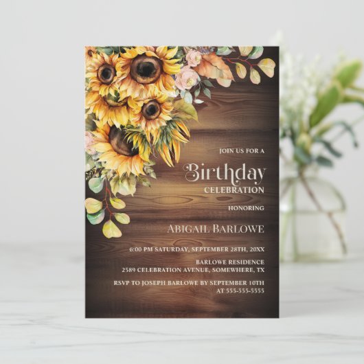 ひまわり素朴の木の誕生日パーティー 招待状 (スタンド正面)