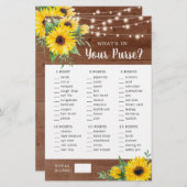 ひまわり素朴の木の財布ブライダルシャワーゲーム (正面/裏面)