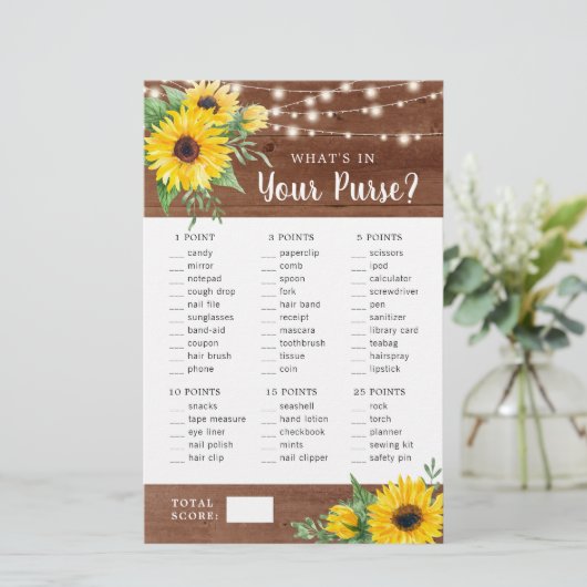 ひまわり素朴の木の財布ブライダルシャワーゲーム (スタンド正面)