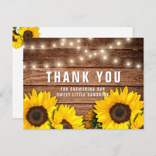 ひまわり素朴の木の赤ちゃんシャワー ポストカード (正面/裏面)
