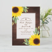 ひまわり素朴の木エレガント国の結婚式 招待状 (スタンド正面)