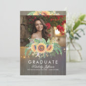 ひまわり素朴の木写真卒業 招待状 (スタンド正面)