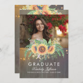 ひまわり素朴の木写真卒業 招待状 (正面/裏面)