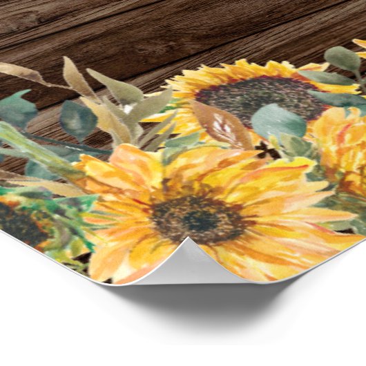 ひまわり素朴の木納屋の結婚歓迎ポスター ポスター (角)