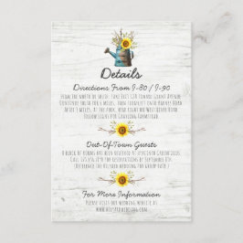 ひまわり素朴の木結婚の詳細/方向 エンクロージャーカード