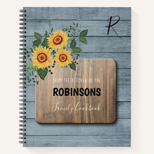 ひまわり素朴の木 |おばあちゃんのモノグラム料理本 ノートブック (正面)
