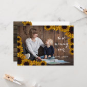 ひまわり素朴の母の日のフォトカード カード (正面/裏面インサイチュ)