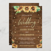 ひまわり素朴の秋かわいいエレガント国 招待状 (正面/裏面)