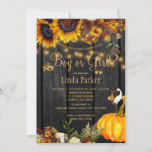 ひまわり素朴の秋赤ちゃんシャワー性発現 招待状 (正面)