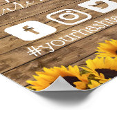 ひまわり素朴の結婚ソーシャルメディアのハッシュタグ ポスター (角)