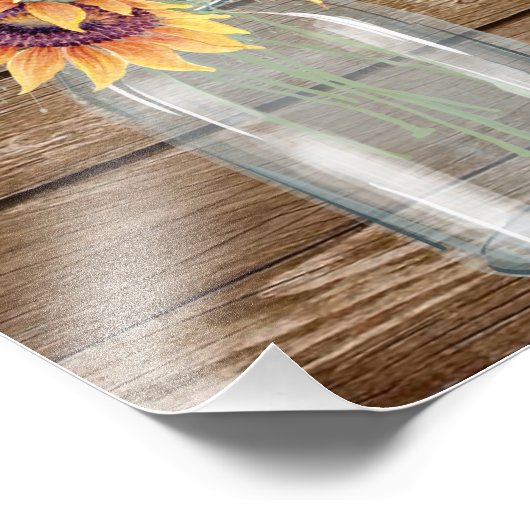 ひまわり素朴の結婚歓迎サイン素朴。 フォトプリント (角)