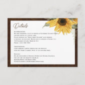 ひまわり素朴の結婚詳細囲いカード エンクロージャーカード (正面)