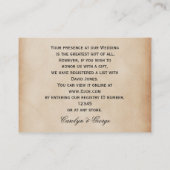 ひまわり素朴の結婚詳細囲いカード 名刺 (裏面)