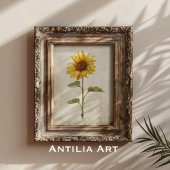 ひまわり素朴の絵を描田舎農家の花 ポスター