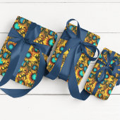 ひまわり素朴の継ぎ目のない切り離しパターン ラッピングペーパー