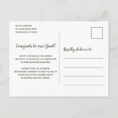 ひまわり素朴の緑と金ゴールドの写真卒業 案内ポストカード (裏面)