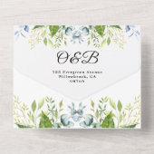 ひまわり素朴の緑の書道RSVP結婚の オールインワン招待状 (裏面)