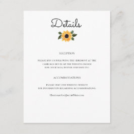 ひまわり素朴の緑結婚の詳細カード 招待状