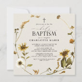 ひまわり素朴の聖バプテスマモダンスクリプトクロス 招待状 (正面)