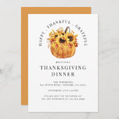 ひまわり素朴の花かぼちゃ感謝祭ディナー 招待状 (正面/裏面)