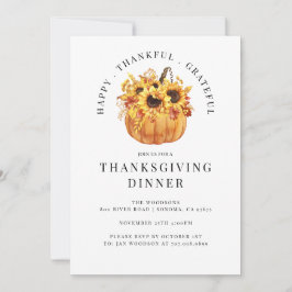 ひまわり素朴の花かぼちゃ感謝祭ディナー 招待状