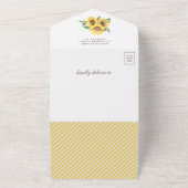 ひまわり素朴の花かわいい象の赤ちゃんシャワー オールインワン招待状 (外側)