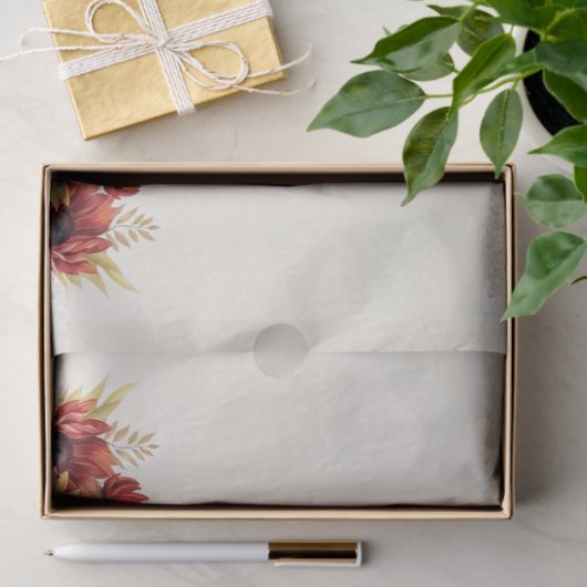 ひまわり素朴の花とブルゴーニュの花模様デコページ 薄葉紙 (ギフト)