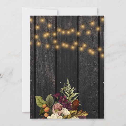 ひまわり素朴の花を収穫する木材Thanksgivingディナー 招待状 (裏面)