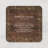 ひまわり素朴の花オンウッド金ゴールドドットブティック スクエア名刺 (裏面)