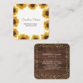 ひまわり素朴の花オンウッド金ゴールドドットブティック スクエア名刺 (正面/裏面)