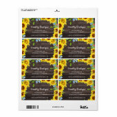 ひまわり素朴の花オン木材差出人住所ラベル ラベル (フルシート)