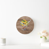 ひまわり素朴の花カウボーイブーツ木南部リビング ラウンド壁時計 (ホーム)