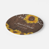ひまわり素朴の花ストリングライトウッドブライダルシャワー ペーパープレート (アングル)