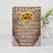 ひまわり素朴の花ストリングライトレースバーン結婚ズ 招待状 (スタンド正面)