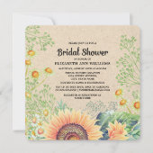 ひまわり素朴の花嫁シャワー招待状 招待状 (正面)