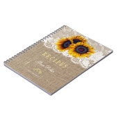 ひまわり素朴の花束のバーラップレースレシピ ノートブック (左側)