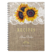 ひまわり素朴の花束のバーラップレースレシピ ノートブック (正面)