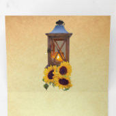 ひまわり素朴の蝋燭のランタンすべて結婚の 三つ折り招待状 (内部最初)