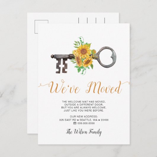 ひまわり素朴の鍵私たちは移動している 案内ポストカード (正面/裏面)