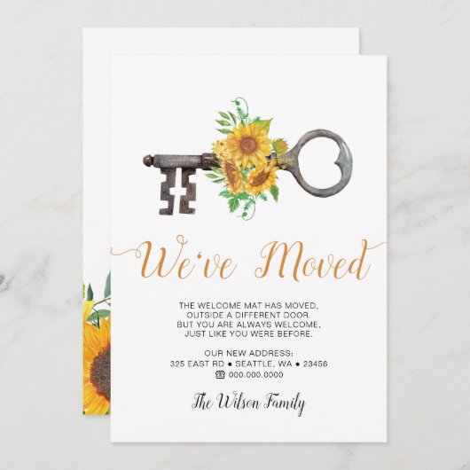 ひまわり素朴の鍵移動 案内状 (正面/裏面)