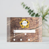 ひまわり素朴の食事オプションウェディングRSVPカード 出欠カード (スタンド正面)