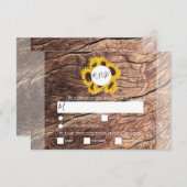 ひまわり素朴の食事オプションウェディングRSVPカード 出欠カード (正面/裏面)