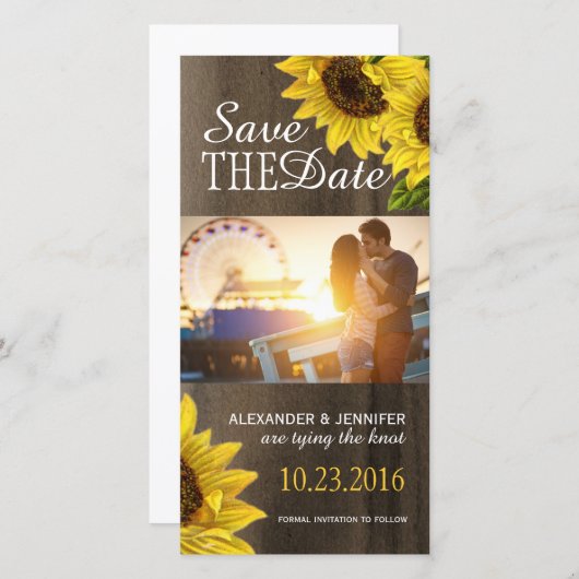 ひまわり素朴は日付の写真カードを保存 セーブザデート (正面/裏面)