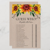 ひまわり素朴は誰を推測ブライダルシャワーゲーム (正面/裏面)