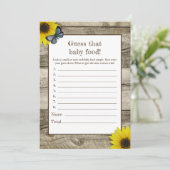 ひまわり素朴は、そのベビー食品ベビーシャワーを推測 招待状 (スタンド正面)