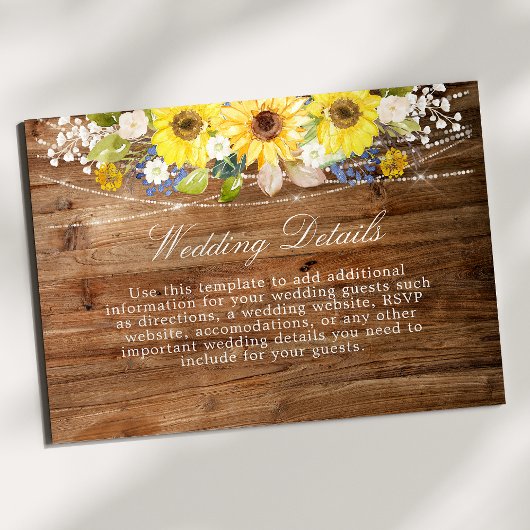 ひまわり素朴ひまわりストリングライトの結婚詳細情報 エンクロージャーカード